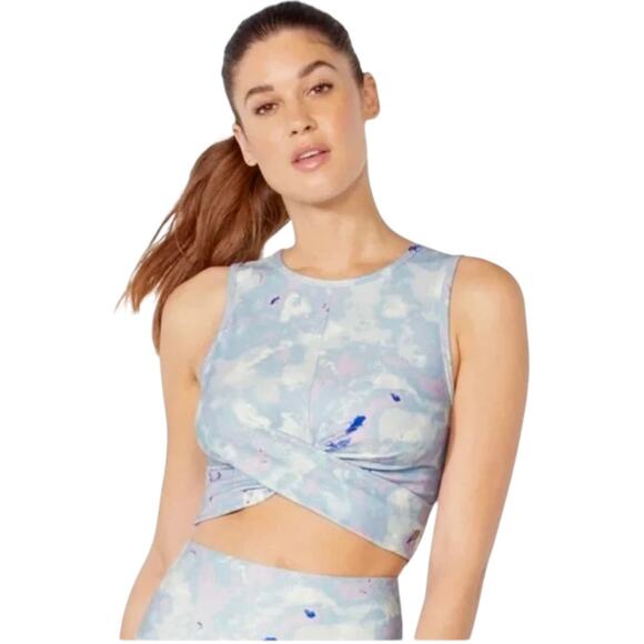 EUC WildFox Sweat Melange Twist Cropped Tank Watercolor Spill Tie Dye Size Large - Picture 1 of 8